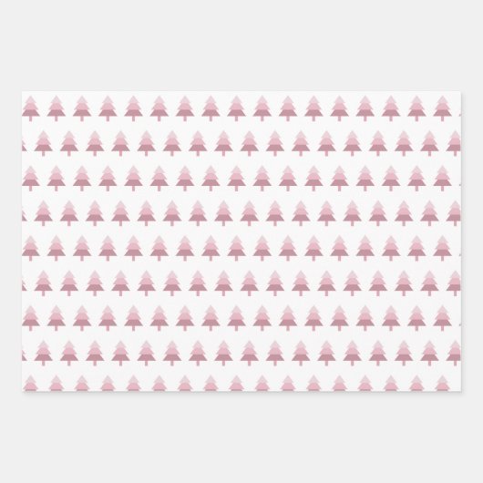 Niedlich Pink Ombre Weihnachtsbaummuster Geschenkpapier Set (Vorderseite)
