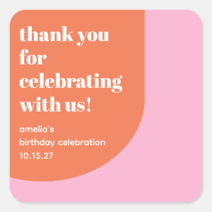 Niedlich Pink Orange 21. Geburtstag Custom Vielen  Quadratischer Aufkleber