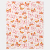 Niedlich Pink Orange Boho Schmetterlingsmuster Fleecedecke (Vorderseite)