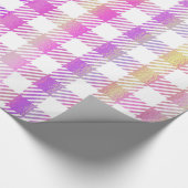 Niedlich Pink Orange Iridescent Gingham Pattern Geschenkpapier (Ecke)