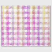 Niedlich Pink Orange Iridescent Gingham Pattern Geschenkpapier (Flach)