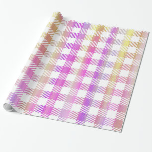 Niedlich Pink Orange Iridescent Gingham Pattern Geschenkpapier