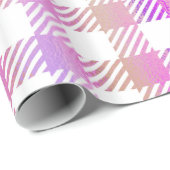 Niedlich Pink Orange Iridescent Gingham Pattern Geschenkpapier (Rolleneckpunkt)