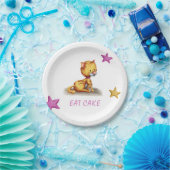 Niedlich Pink Orange Kitty Cat Pappteller (Party)