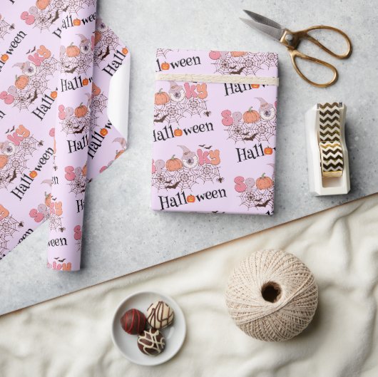 Niedlich Pink Orange Spooky Halloween Geschenkpapier (Basteln)