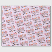 Niedlich Pink Orange Spooky Halloween Geschenkpapier (Flach)