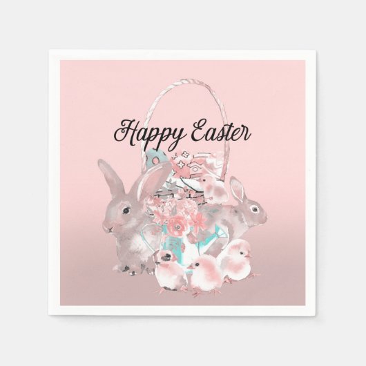 Niedlich Pink Oster Geburtstagsparty Ei Hunt Serviette (Vorderseite)