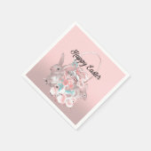 Niedlich Pink Oster Geburtstagsparty Ei Hunt Serviette (Ecke)