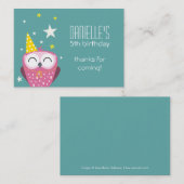 Niedlich Pink Owl Geburtstag Danke, Gastgeschenke Visitenkarte (Vorne/Hinten)