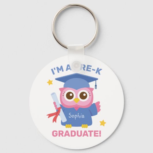 Niedlich Pink Owl, ich bin ein Pre-K Graduate, Per Schlüsselanhänger (Vorderseite)