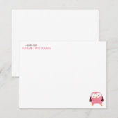 Niedlich Pink Owl Kids Danke Notizen Einladung (Vorne/Hinten)