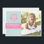 Niedlich Pink Owl Kids Foto Geburtstagsparty Einla Einladung<br><div class="desc">Niedlich Pink Owls Foto Geburtstagsparty Einladung individualisierbares Foto Geburtstagsfeier Einladung. Die niedliche rosa Eule ist ideal für Geburtstagspartys von Mädchen.</div>