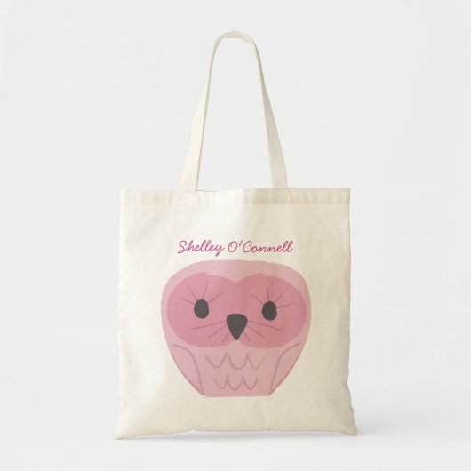 Niedlich Pink Owl School Buchbibliothek Canvas Tas Tragetasche (Vorne)