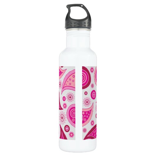 Niedlich Pink Paisley Pattern Edelstahlflasche (Rückseite)