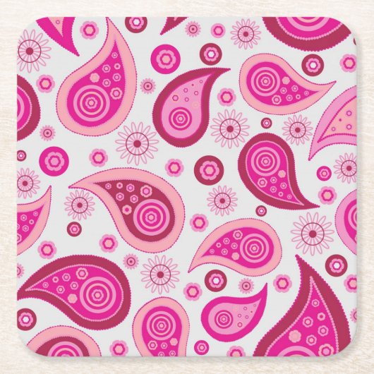 Niedlich Pink Paisley Pattern Rechteckiger Pappuntersetzer (Vorderseite)