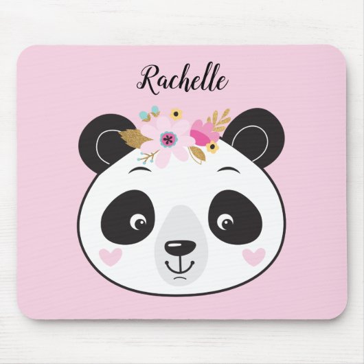 Niedlich Pink Panda Face Girl Personalisiert Mousepad (Vorne)