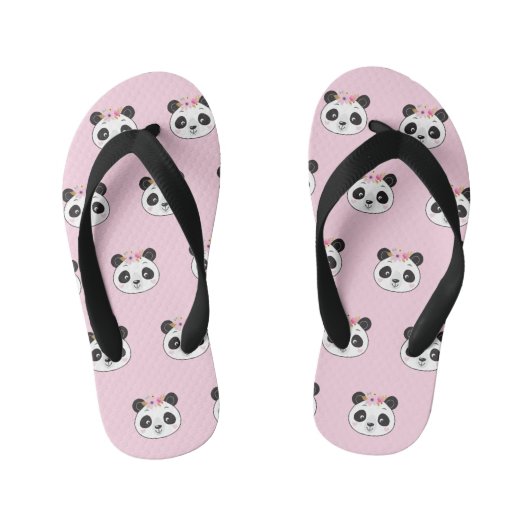 Niedlich Pink Panda Face Girly Kinderbadesandalen (Fußbett)