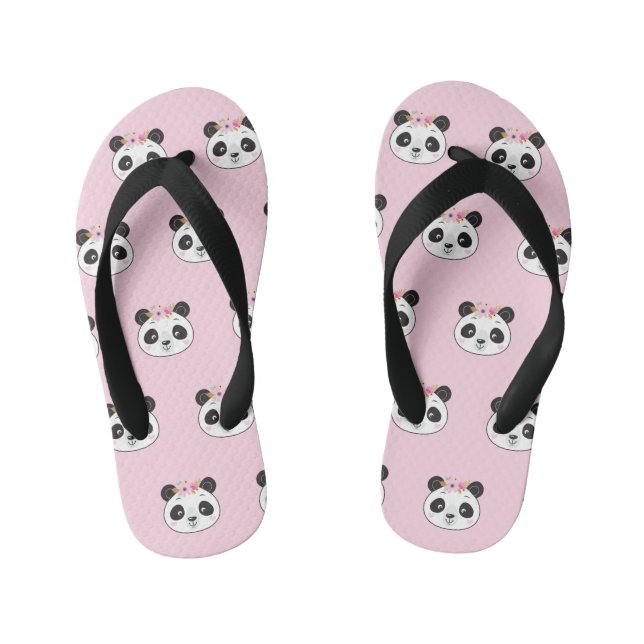 Niedlich Pink Panda Face Girly Kinderbadesandalen (Fußbett)