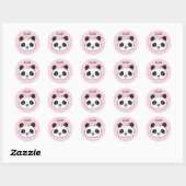 Niedlich Pink Panda Face Girly Personalisiert Runder Aufkleber (Blatt)