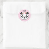 Niedlich Pink Panda Face Girly Personalisiert Runder Aufkleber (Tasche)
