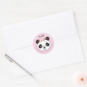 Niedlich Pink Panda Face Girly Personalisiert Runder Aufkleber (Umschlag)