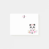 Niedlich Pink-Panda-Girl-Monogramm Post-it Klebezettel (Vorderseite)