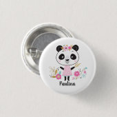 Niedlich Pink Panda Girly Button (Vorne & Hinten)