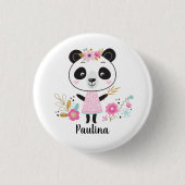 Niedlich Pink Panda Girly Button (Vorderseite)
