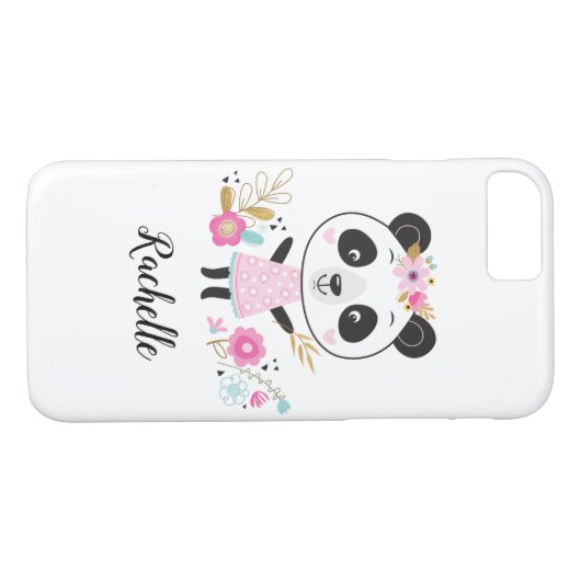 Niedlich Pink Panda Girly Personalisiert Case-Mate iPhone Hülle (Rückseite (Horizontal))