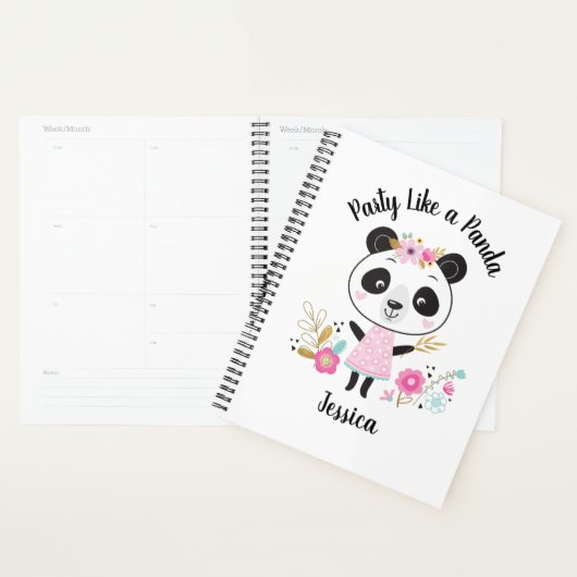 Niedlich Pink Panda Girly Personalisiert Planer (Anzeige)
