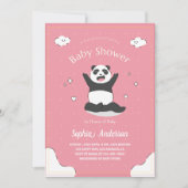 Niedlich Pink Panda Kinderdusche - bestellbare Bab Einladung (Vorderseite)