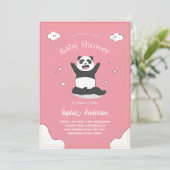 Niedlich Pink Panda Kinderdusche - bestellbare Bab Einladung (Stehend Vorderseite)