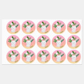 Niedlich Pink Pasta Gradient Blume Bunny Name Etiketten (Blatt)