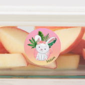 Niedlich Pink Pasta Gradient Blume Bunny Name Etiketten (Befestigt)