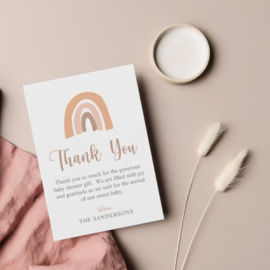 Niedlich Pink Pastel Boho Rainbow Baby Dusche Dankeskarte
