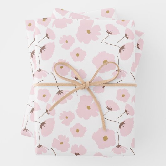 Niedlich Pink Pastel Daisy Floral Geschenkpapier Set (Beispiel)