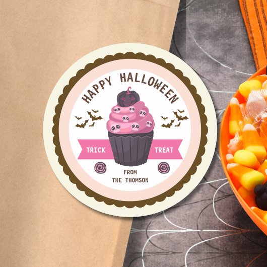 Niedlich Pink Pastel Happy Halloween Runder Aufkleber
