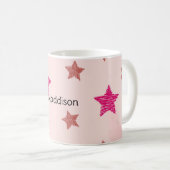 Niedlich Pink Pastel Stars Weihnachtsmuster Kaffeetasse (VorderseiteRechts)