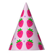 Niedlich Pink Pattern Strawberries Birthday Girl Partyhütchen (Vorderseite)