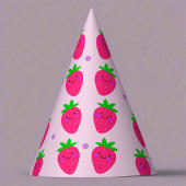 Niedlich Pink Pattern Strawberries Birthday Girl Partyhütchen