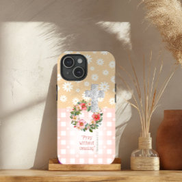 Niedlich Pink Peach Rose Kranz Kreuzschrift Case-Mate iPhone Hülle