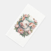 Niedlich Pink Peony Piggpet Pig Serviette (Ecke)