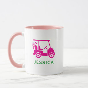 Niedlich Pink Personalisiert Golf Cart Zwei Tone T Tasse