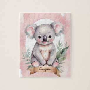 Niedlich Pink Personalisiert Koala Kinder Puzzle