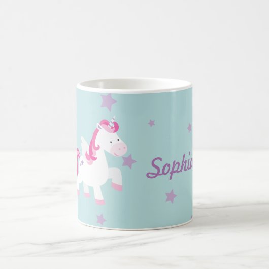 Niedlich Pink Personalisiert Magical Unicorn Tasse (Mittel)