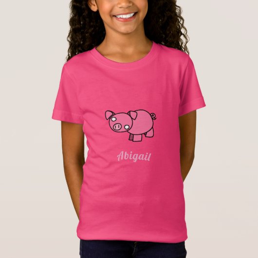 Niedlich Pink Pig Cartoon Zeichnend T - Shirt (Vorderseite)