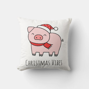 Niedlich Pink Pig Christmas Vibes Minimalistisch Kissen