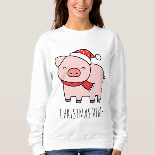 Niedlich Pink Pig Christmas Vibes Minimalistisch Sweatshirt (Vorderseite)