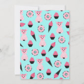 Niedlich Pink Pig Eiscreme Donuts Cupcake Geburtst Einladung (Rückseite)