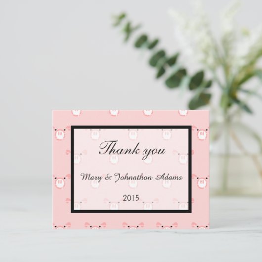 Niedlich Pink Pig Face Pattern Fun Wedding Vielen  Postkarte (Stehend Vorderseite)
